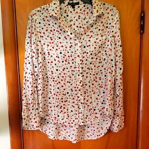 Velvet Heart Watercolor Cherry Button-Up Blouse 🍒